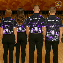 Load image into Gallery viewer, Custom Purple Funny Raccoon Bowling Shirt for Men Bowling Jersey Polo &amp; 1/4-Zip Bowling Outfit QZT892