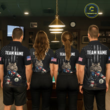 Load image into Gallery viewer, Custom American Flag Funny Cat Billiard Shirt for Men 8 Ball Pool Shirt Polo &amp; 1/4 Zip Billiard Jersey BHT20