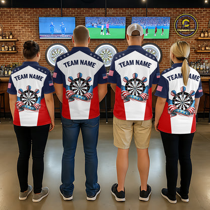 Custom American Flag Dart Shirt for Women Patriotic Dart Team Jersey Dartboard Polo & Quarter-Zip DHT15