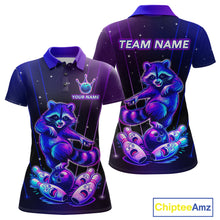 Load image into Gallery viewer, Neon Raccoon Bowling Shirt for Women Custom Bowling Team Jersey Polo &amp; 1/4-Zip Bowling Outfit QZT848