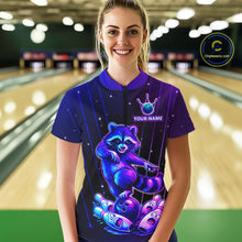 Load image into Gallery viewer, Neon Raccoon Bowling Shirt for Women Custom Bowling Team Jersey Polo &amp; 1/4-Zip Bowling Outfit QZT848