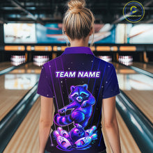 Load image into Gallery viewer, Neon Raccoon Bowling Shirt for Women Custom Bowling Team Jersey Polo &amp; 1/4-Zip Bowling Outfit QZT848