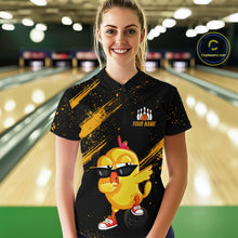 Load image into Gallery viewer, Funny Yellow Chicken Bowling Shirt Custom Polo &amp; 1/4-Zip Bowling League Jersey for Women QZT856