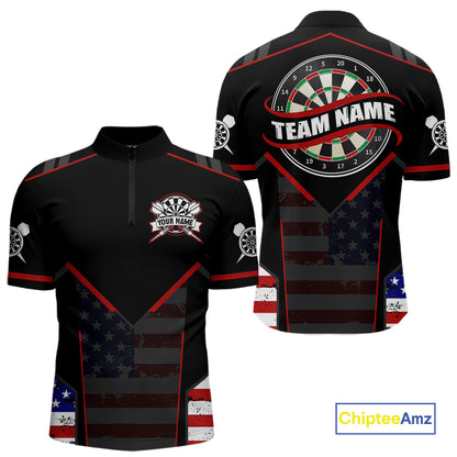Custom American Flag Dart Shirt for Men Patriotic Dart Team Jersey Dartboard Outfit DHT54