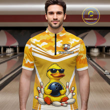 Load image into Gallery viewer, Custom Funny Duck Bowling Shirt Bowling Team Jersey for Men Polo &amp; Quarter-Zip Bowling Outfit QZT1138