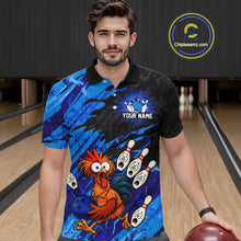 Load image into Gallery viewer, Custom Blue Chicken Bowling Team Jersey Funny Bowling Shirt for Men Polo &amp; Quarter-Zip QZT1139
