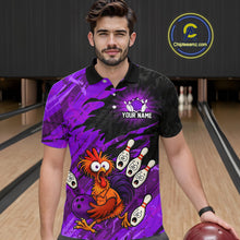 Load image into Gallery viewer, Custom Purple Chicken Bowling Team Jersey Funny Bowling Shirt for Men Polo &amp; Quarter-Zip QZT1139