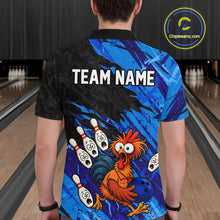 Load image into Gallery viewer, Custom Blue Chicken Bowling Team Jersey Funny Bowling Shirt for Men Polo &amp; Quarter-Zip QZT1139
