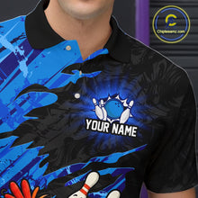 Load image into Gallery viewer, Custom Blue Chicken Bowling Team Jersey Funny Bowling Shirt for Men Polo &amp; Quarter-Zip QZT1139