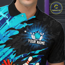 Load image into Gallery viewer, Custom Cyan Chicken Bowling Team Jersey Funny Bowling Shirt for Men Polo &amp; Quarter-Zip QZT1139