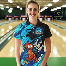 Load image into Gallery viewer, Custom Cyan Chicken Bowling Team Jersey Funny Bowling Shirt for Women Polo &amp; Quarter-Zip QZT1139