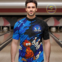 Load image into Gallery viewer, Custom Blue Chicken Bowling Team Jersey Funny Bowling Shirt for Men Polo &amp; Quarter-Zip QZT1139