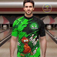 Load image into Gallery viewer, Custom Green Chicken Bowling Team Jersey Funny Bowling Shirt for Men Polo &amp; Quarter-Zip QZT1139