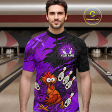 Load image into Gallery viewer, Custom Purple Chicken Bowling Team Jersey Funny Bowling Shirt for Men Polo &amp; Quarter-Zip QZT1139