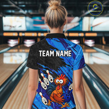 Load image into Gallery viewer, Custom Blue Chicken Bowling Team Jersey Funny Bowling Shirt for Women Polo &amp; Quarter-Zip QZT1139