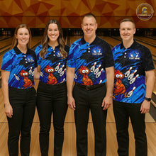 Load image into Gallery viewer, Custom Blue Chicken Bowling Team Jersey Funny Bowling Shirt for Men Polo &amp; Quarter-Zip QZT1139