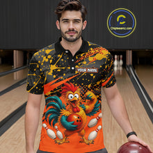 Load image into Gallery viewer, Custom Orange Chicken Bowling Team Shirt Funny Bowling Jersey for Men Polo &amp; Quarter-Zip QZT1140