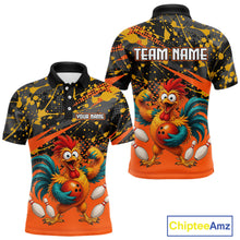 Load image into Gallery viewer, Custom Orange Chicken Bowling Team Shirt Funny Bowling Jersey for Men Polo &amp; Quarter-Zip QZT1140