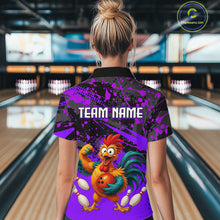 Load image into Gallery viewer, Custom Purple Chicken Bowling Team Shirt Funny Bowling Jersey for Women Polo &amp; Quarter-Zip QZT1140