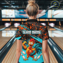 Load image into Gallery viewer, Custom Turquoise Chicken Bowling Team Shirt Funny Bowling Jersey for Women Polo &amp; Quarter-Zip QZT1140
