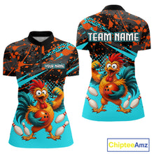 Load image into Gallery viewer, Custom Turquoise Chicken Bowling Team Shirt Funny Bowling Jersey for Women Polo &amp; Quarter-Zip QZT1140