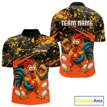 Load image into Gallery viewer, Custom Orange Chicken Bowling Team Shirt Funny Bowling Jersey for Men Polo &amp; Quarter-Zip QZT1140