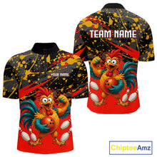 Load image into Gallery viewer, Custom Red Chicken Bowling Team Shirt Funny Bowling Jersey for Men Polo &amp; Quarter-Zip QZT1140