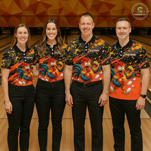 Load image into Gallery viewer, Custom Orange Chicken Bowling Team Shirt Funny Bowling Jersey for Men Polo &amp; Quarter-Zip QZT1140