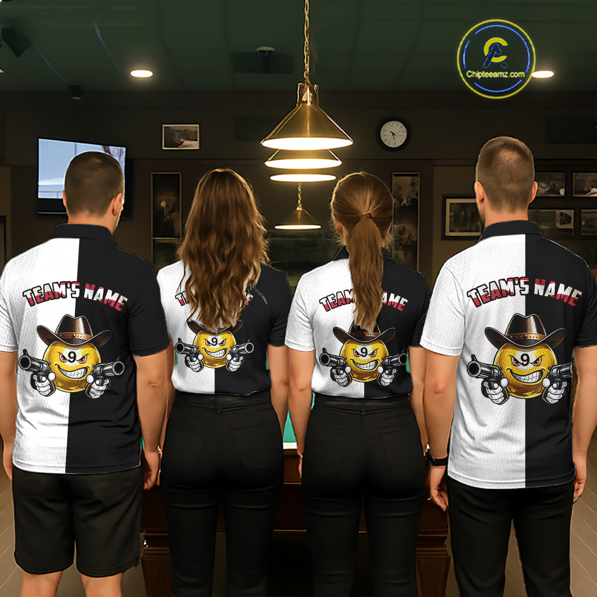 Custom American Flag Funny 8 Ball Pool Billiard Shirts for Men Billiard League Jersey Polo & 1/4 Zip BHT1