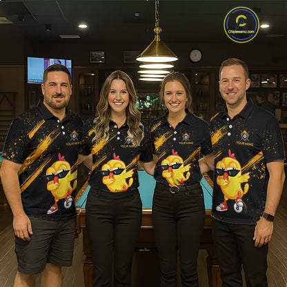 Customized Funny Chicken Billiard  8 Ball Pool Shirts for Men Billiard Jersey for Team Polo & 1/4 Zip BHT4