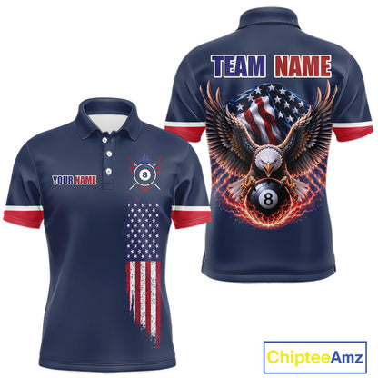Custom American Flag Navy Eagle Billiards Shirt for Men 8 Ball Pool Team Jersey Billiard Gift BHT101