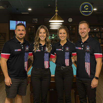 Custom American Flag Black Eagle Billiards Shirt for Men 8 Ball Pool Team Jersey Billiard Gift BHT100