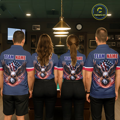 Custom American Flag Navy Eagle Billiards Shirt for Men 8 Ball Pool Team Jersey Billiard Gift BHT101