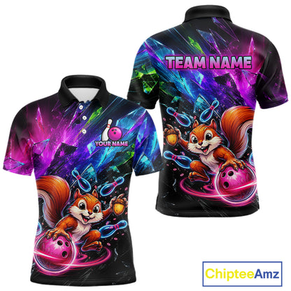 Custom Funny Squirrel Bowling Shirt, Colorful Bowling League Jersey for Men, Bowling Outfit QZT1204