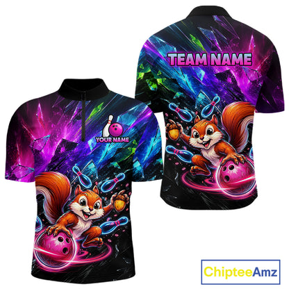 Custom Funny Squirrel Bowling Shirt, Colorful Bowling League Jersey for Men, Bowling Outfit QZT1204