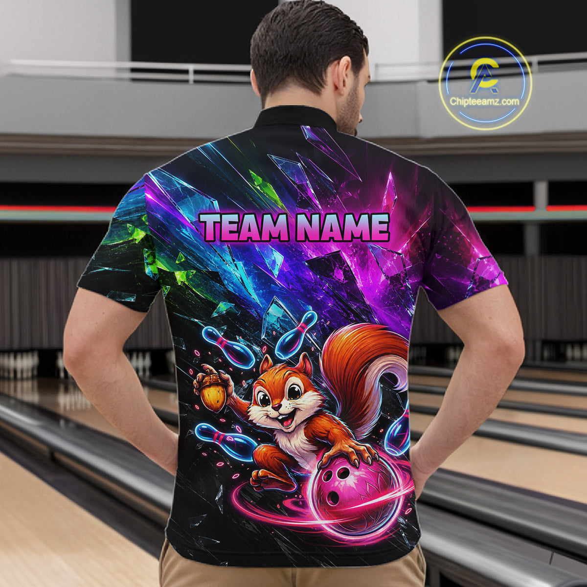 Custom Funny Squirrel Bowling Shirt, Colorful Bowling League Jersey for Men, Bowling Outfit QZT1204