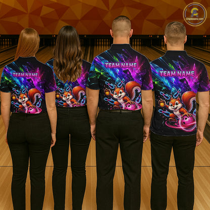 Custom Funny Squirrel Bowling Shirt, Colorful Bowling League Jersey for Men, Bowling Outfit QZT1204