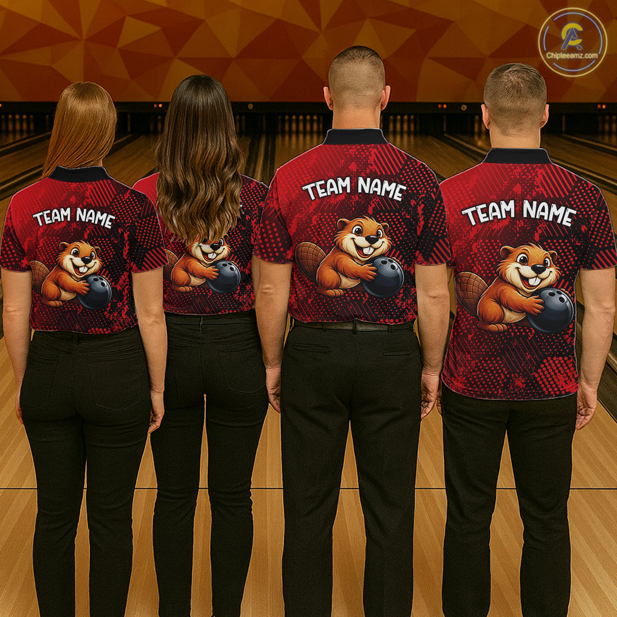 Funny Beaver Bowling Shirt for Men Custom Bowling Team Jersey Polo & Quarter-Zip Bowling Performance QZT985