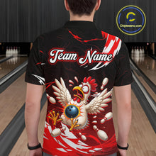Load image into Gallery viewer, Custom Red Funny Chicken Bowling Shirt for Men Bowling Team Jersey Polo &amp; Quarter-Zip Outfit QZT1088