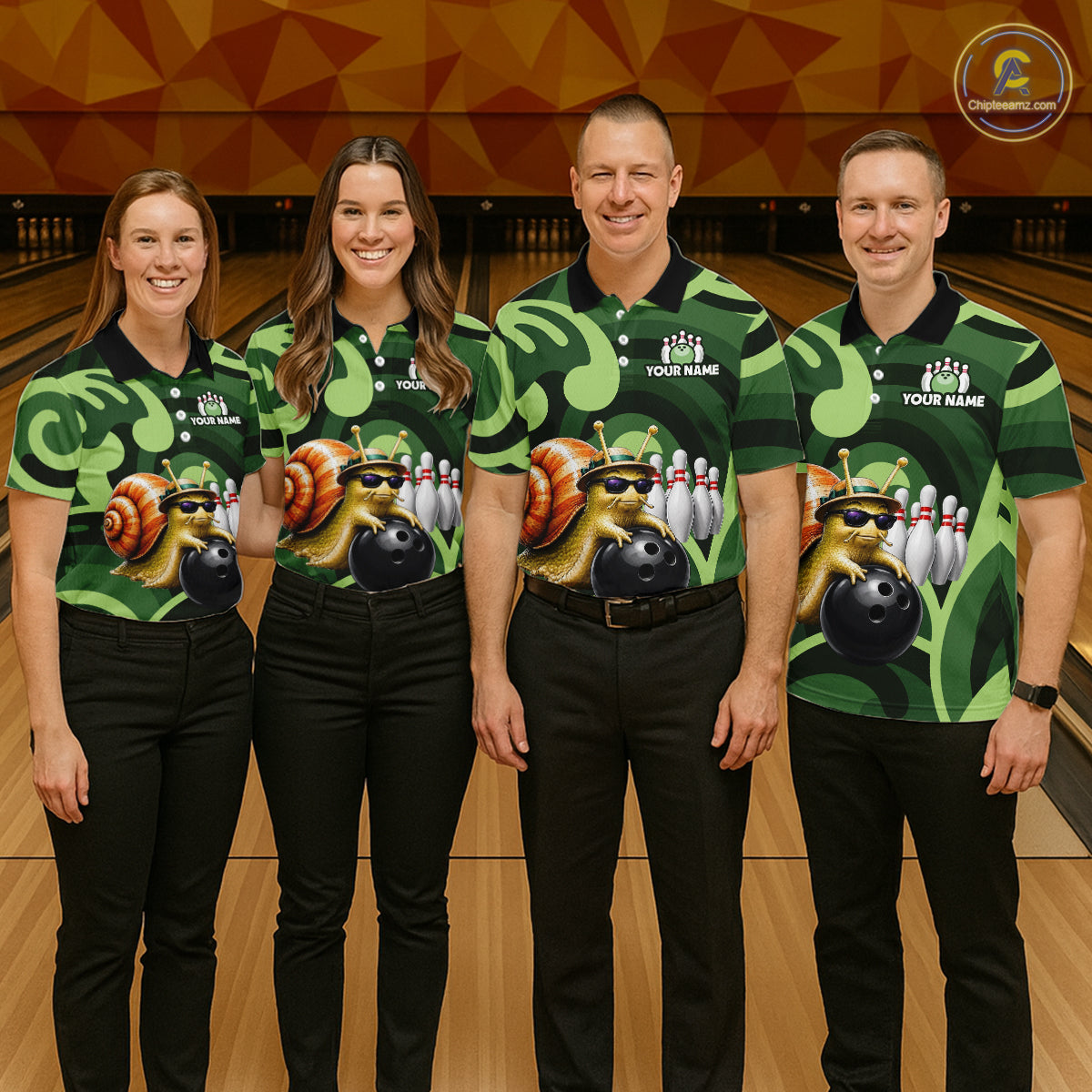 Custom Funny Green Snail Bowling Shirt for Women Bowling League Jersey Bowling Outfit QZT1207