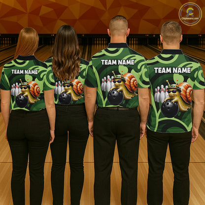 Custom Funny Green Snail Bowling Shirt for Women Bowling League Jersey Bowling Outfit QZT1207