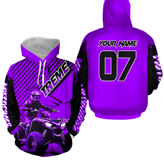 Custom Purple ATV Racing Hoodie UPF30+ Motocross Hoodie Men Women Extreme Riding Sweatshirt for Kids MHT200