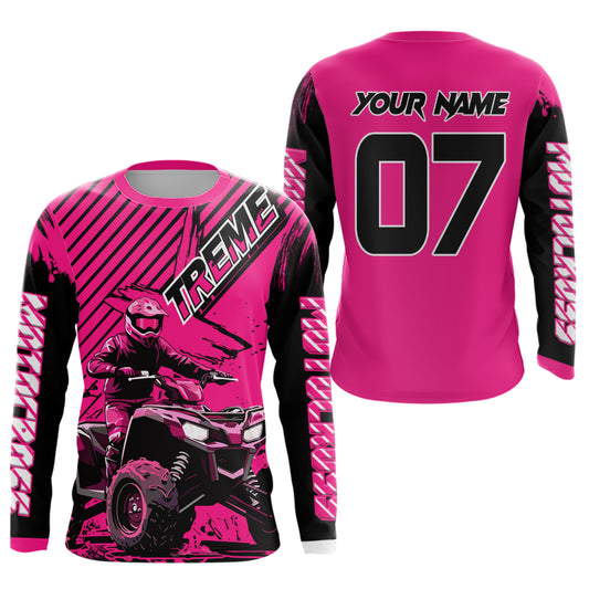 Pink ATV Racing Jersey Upf30+ Custom Motocross Jersey Men Women Extreme Riding Shirt for Kids MHT200