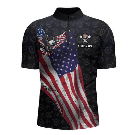 Custom American Eagle Dart Jersey for Men Dartboard Shirt Gift for Dart Players and Teams Polo & 1/4-Zip DHT2