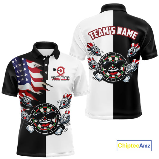 Custom Funny Dartboard Shirt for Men American Dart Shirt for Team Polo & 1/4-Zip Dart League DHT5