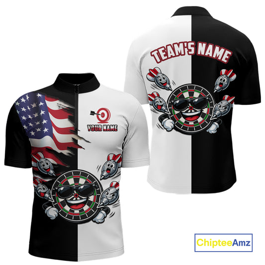 Custom Funny Dartboard Shirt for Men American Dart Shirt for Team Polo & 1/4-Zip Dart League DHT5