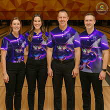 Load image into Gallery viewer, Personalized Purple Neon Owl Bowling Shirt for Men Bowling Jersey Gift for Bowler Polo &amp; 1/4-Zip QZT904
