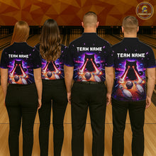 Load image into Gallery viewer, Custom Alien Cat Bowling Team Shirt for Women UFO Bowling League Jersey Polo &amp; Quarter-Zip Bowling Outfit QZT989