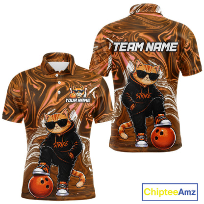 Custom Marble Bowling Shirt Cool Cat Bowling Team Jersey for Men Bowling Outfit QZT1213