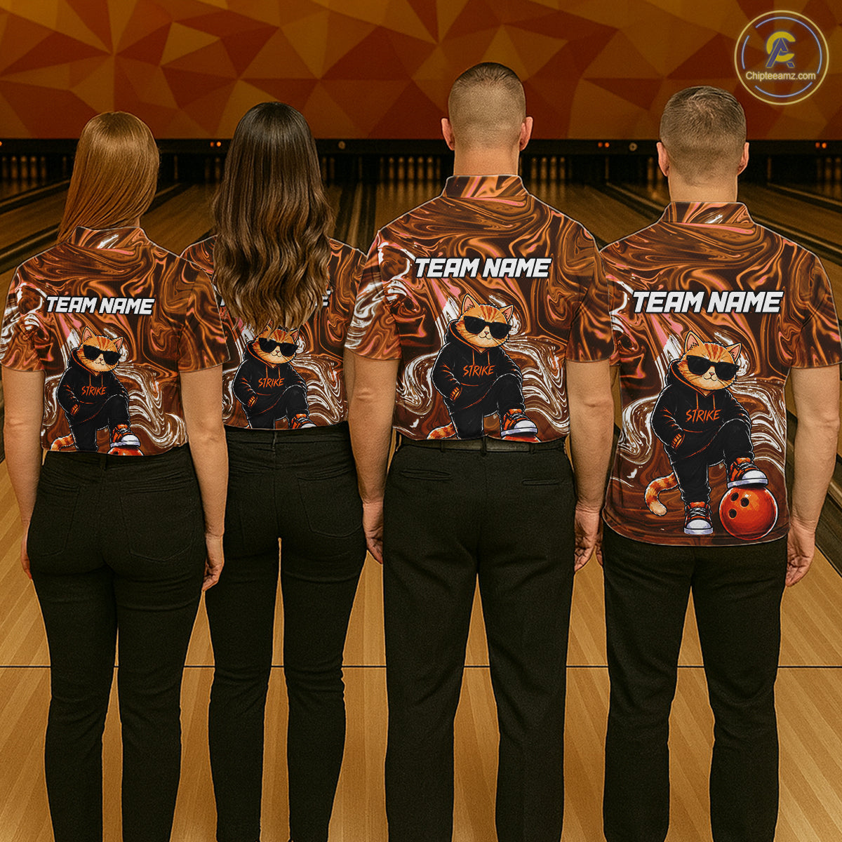 Custom Marble Bowling Shirt Cool Cat Bowling Team Jersey for Men Bowling Outfit QZT1213